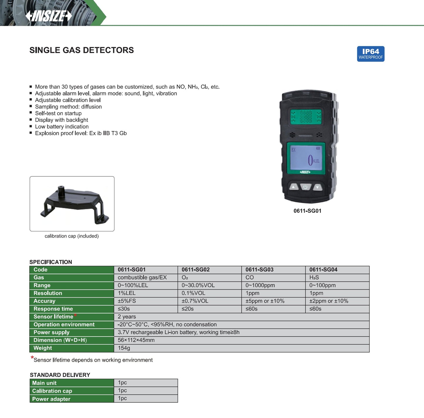 SINGLE GAS DETECTOR 0611-SG02 ( O2 )