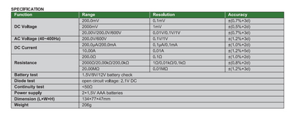 Insize Mini Digital Multimeter (Basic Type) 9242-ML100A